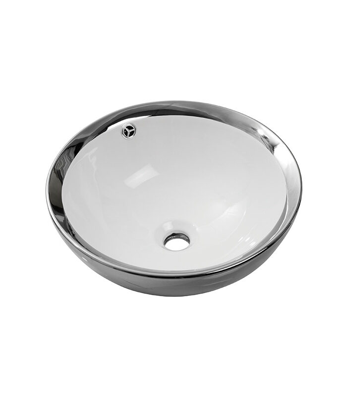 Newart Round Bowl Sink-Chrome Outside-White Inside