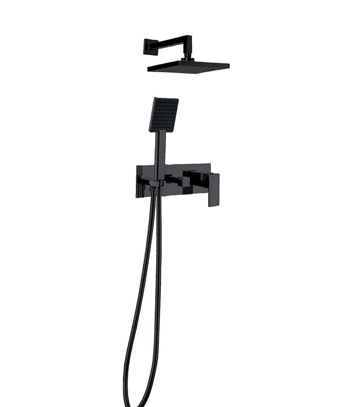 Aqua Concealed Bathroom Faucet Set Black 851141B