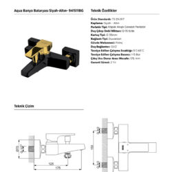 Aqua Bathroom Mixer Black / Gold 941511BG - Image 3