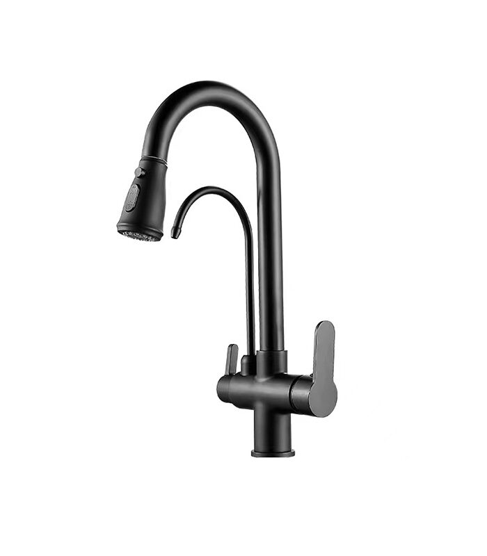 Spiral Sink Faucet with Purification Water Inlet Black